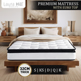 NNEDSZ Laura Hill King Single Mattress Bed Size Euro Top 5 Zone Spring Foam 32cm