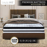 NNEDSZ Laura Hill King Mattress Bed Size Euro Top 5 Zone Spring Foam 34cm Bedding