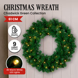 NNEDSZ Christabelle 61cm Chadwick Christmas Wreath with LED Lights Front Door Decoration Ornament