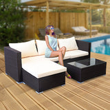 NNEDSZ Sarantino 5pc Modular Outdoor Lounge Set PE Rattan - Brown