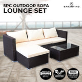 NNEDSZ Sarantino 5pc Modular Outdoor Lounge Set PE Rattan - Brown