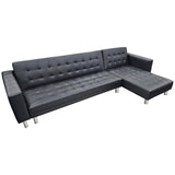 NNEDSZ Sarantino Corner Faux Leather Sofa Bed Couch with Chaise - Black