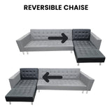 NNEDSZ Sarantino Corner Faux Leather Sofa Bed Couch with Chaise - Black