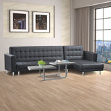 NNEDSZ Sarantino Corner Faux Leather Sofa Bed Couch with Chaise - Black