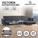 NNEDSZ Sarantino Corner Faux Leather Sofa Bed Couch with Chaise - Black