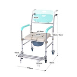 NNEDSZ Orthonica Commode Chair With Castors Aluminium Frame Footrest Soft Push Handles