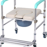 NNEDSZ Orthonica Commode Chair With Castors Aluminium Frame Footrest Soft Push Handles