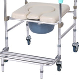 NNEDSZ Orthonica Commode Chair With Castors Aluminium Frame Footrest Soft Push Handles