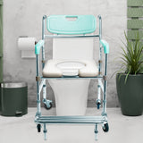 NNEDSZ Orthonica Commode Chair With Castors Aluminium Frame Footrest Soft Push Handles