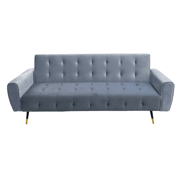 NNEDSZ Sarantino Ava 3-seater Tufted Velvet Sofa Bed By Sarantino - Light Grey