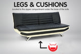 NNEDSZ Sarantino Bronx Sofa Bed Faux Leather Lounge Couch Futon Furniture Adjustable Suite Black