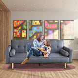 NNEDSZ Sarantino Madison Sofa Bed Lounge Couch Futon Furniture Home Dark Grey Linen Suite