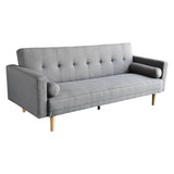 NNEDSZ Sarantino Madison Sofa Bed Lounge Couch Futon Furniture Home Light Grey Linen Suite
