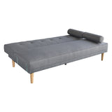 NNEDSZ Sarantino Madison Sofa Bed Lounge Couch Futon Furniture Home Light Grey Linen Suite