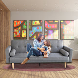 NNEDSZ Sarantino Madison Sofa Bed Lounge Couch Futon Furniture Home Light Grey Linen Suite
