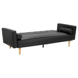 NNEDSZ Sarantino Madison Faux Leather Sofa Bed Lounge Couch Futon Furniture Home Suite - Black