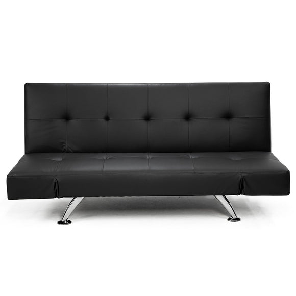 NNEDSZ Sarantino Brooklyn Sofa Bed Faux Leather Lounge Couch Futon Furniture Adjustable Suite Bk