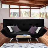 NNEDSZ Sarantino Brooklyn Sofa Bed Faux Leather Lounge Couch Futon Furniture Adjustable Suite Bk