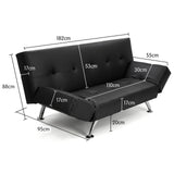 NNEDSZ Sarantino Brooklyn Sofa Bed Faux Leather Lounge Couch Futon Furniture Adjustable Suite Bk