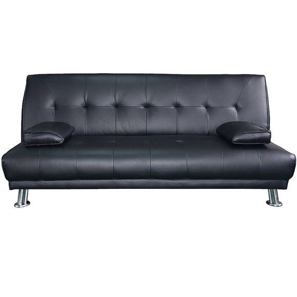 NNEDSZ Sarantino Manhattan Sofa Bed Faux Leather Lounge Couch Futon Furniture Suite - Black