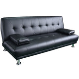 NNEDSZ Sarantino Manhattan Sofa Bed Faux Leather Lounge Couch Futon Furniture Suite - Black
