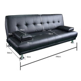 NNEDSZ Sarantino Manhattan Sofa Bed Faux Leather Lounge Couch Futon Furniture Suite - Black