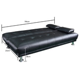 NNEDSZ Sarantino Manhattan Sofa Bed Faux Leather Lounge Couch Futon Furniture Suite - Black