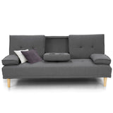 NNEDSZ Sarantino Rochester Linen Fabric Sofa Bed Lounge Couch Futon Furniture Suite - Dark Grey