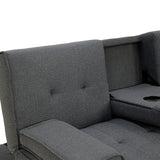 NNEDSZ Sarantino Rochester Linen Fabric Sofa Bed Lounge Couch Futon Furniture Suite - Dark Grey
