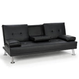 NNEDSZ Sarantino Rochester Faux Leather Sofa Bed Lounge Couch Futon Furniture Suite - Black