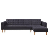 NNEDSZ Sarantino Linen Fabric Corner Sofa Bed Couch Lounge With Chaise Furniture - Dark Grey