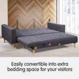 NNEDSZ Sarantino Linen Fabric Corner Sofa Bed Couch Lounge With Chaise Furniture - Dark Grey