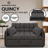 NNEDSZ Sarantino Quincy 2-Seater Velvet Sofa Bed in Dark Grey with Wooden Frame and Tufted Design - Dark Grey