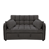 NNEDSZ Sarantino Quincy 2-Seater Velvet Sofa Bed in Dark Grey with Wooden Frame and Tufted Design - Dark Grey