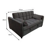 NNEDSZ Sarantino Quincy 2-Seater Velvet Sofa Bed in Dark Grey with Wooden Frame and Tufted Design - Dark Grey
