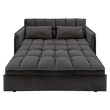 NNEDSZ Sarantino Quincy 2-Seater Velvet Sofa Bed in Dark Grey with Wooden Frame and Tufted Design - Dark Grey