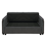 NNEDSZ Sarantino Quincy 2-Seater Velvet Sofa Bed in Dark Grey with Wooden Frame and Tufted Design - Dark Grey
