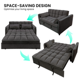 NNEDSZ Sarantino Quincy 2-Seater Velvet Sofa Bed in Dark Grey with Wooden Frame and Tufted Design - Dark Grey