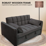 NNEDSZ Sarantino Quincy 2-Seater Velvet Sofa Bed in Dark Grey with Wooden Frame and Tufted Design - Dark Grey