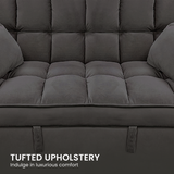 NNEDSZ Sarantino Quincy 2-Seater Velvet Sofa Bed in Dark Grey with Wooden Frame and Tufted Design - Dark Grey