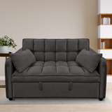NNEDSZ Sarantino Quincy 2-Seater Velvet Sofa Bed in Dark Grey with Wooden Frame and Tufted Design - Dark Grey