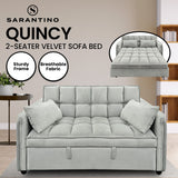 NNEDSZ Sarantino Quincy 2-Seater Velvet Sofa Bed in Dark Grey with Wooden Frame and Tufted Design - Light Grey