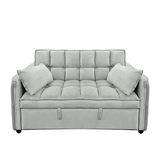 NNEDSZ Sarantino Quincy 2-Seater Velvet Sofa Bed in Dark Grey with Wooden Frame and Tufted Design - Light Grey