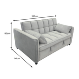 NNEDSZ Sarantino Quincy 2-Seater Velvet Sofa Bed in Dark Grey with Wooden Frame and Tufted Design - Light Grey