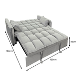 NNEDSZ Sarantino Quincy 2-Seater Velvet Sofa Bed in Dark Grey with Wooden Frame and Tufted Design - Light Grey