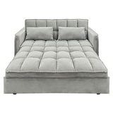 NNEDSZ Sarantino Quincy 2-Seater Velvet Sofa Bed in Dark Grey with Wooden Frame and Tufted Design - Light Grey