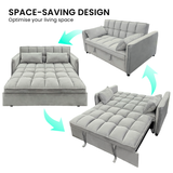 NNEDSZ Sarantino Quincy 2-Seater Velvet Sofa Bed in Dark Grey with Wooden Frame and Tufted Design - Light Grey