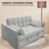 NNEDSZ Sarantino Quincy 2-Seater Velvet Sofa Bed in Dark Grey with Wooden Frame and Tufted Design - Light Grey