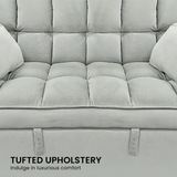 NNEDSZ Sarantino Quincy 2-Seater Velvet Sofa Bed in Dark Grey with Wooden Frame and Tufted Design - Light Grey