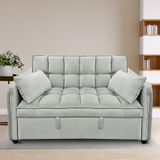 NNEDSZ Sarantino Quincy 2-Seater Velvet Sofa Bed in Dark Grey with Wooden Frame and Tufted Design - Light Grey